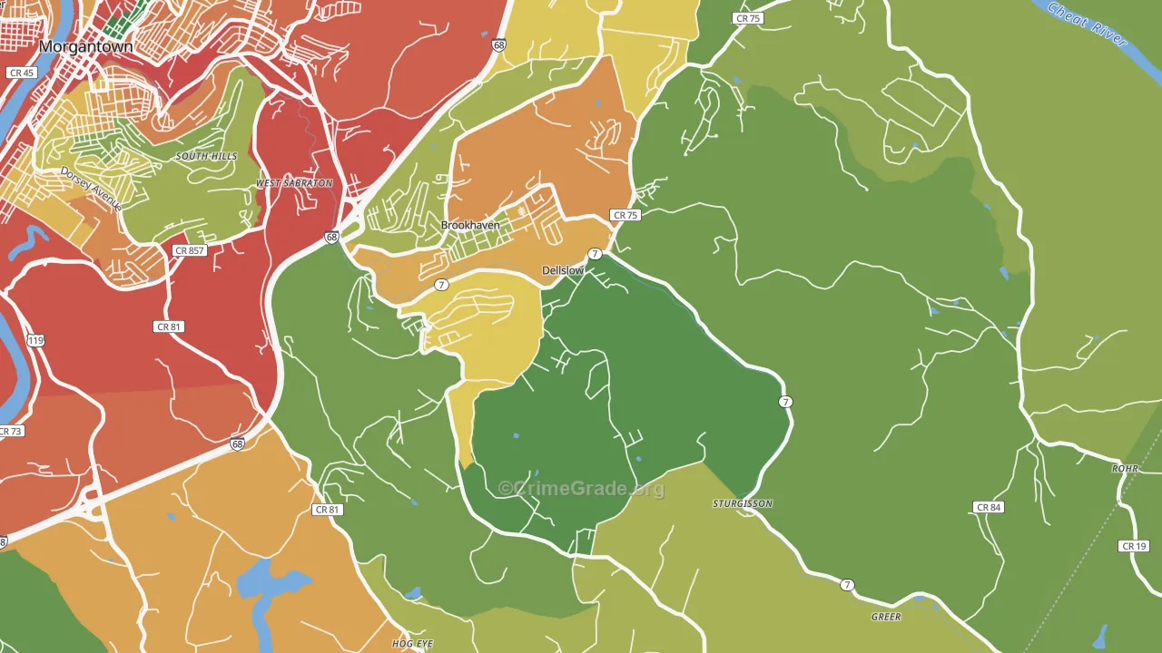 Dellslow, WV Map of Theft Rates