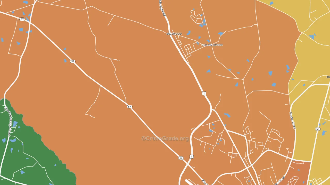 Dellwood, GA Map of Theft Rates