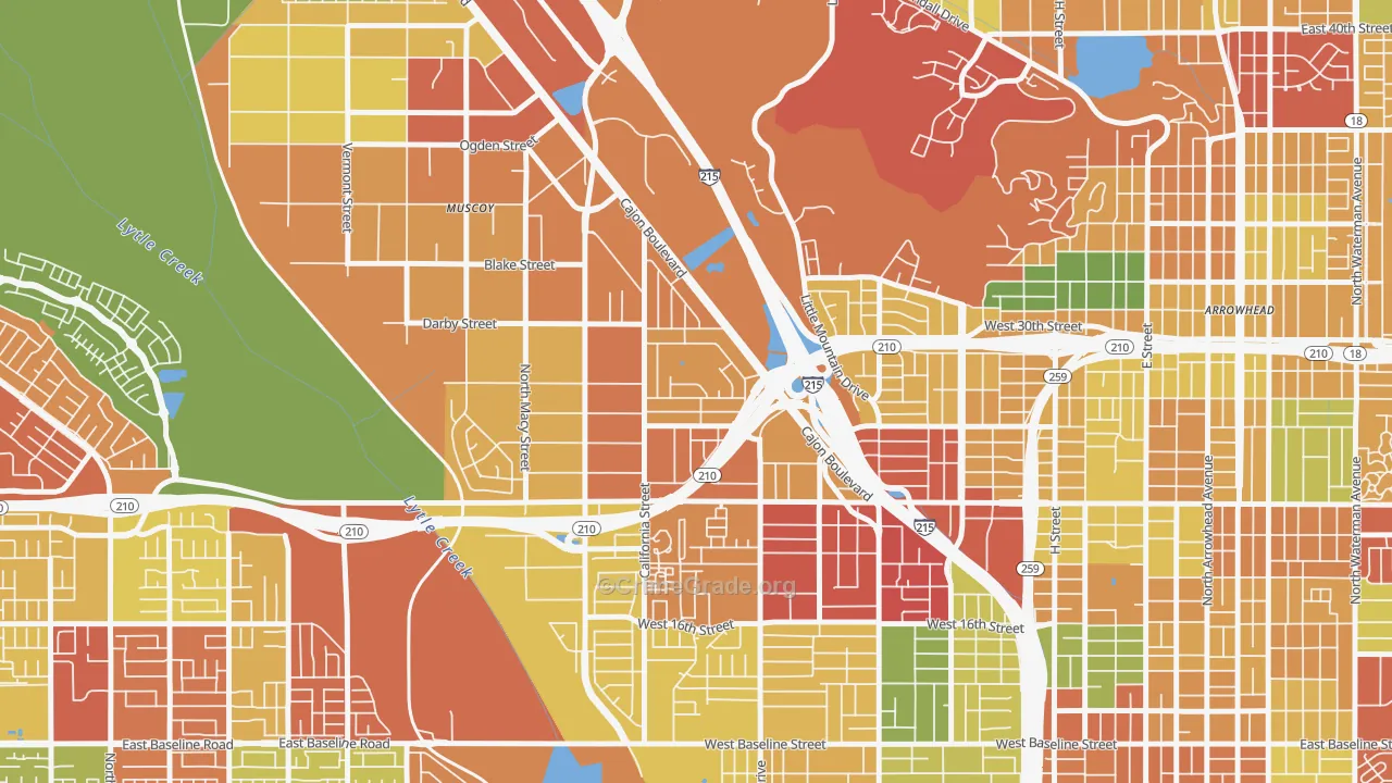 Delman, San Bernardino, CA Map of Theft Rates