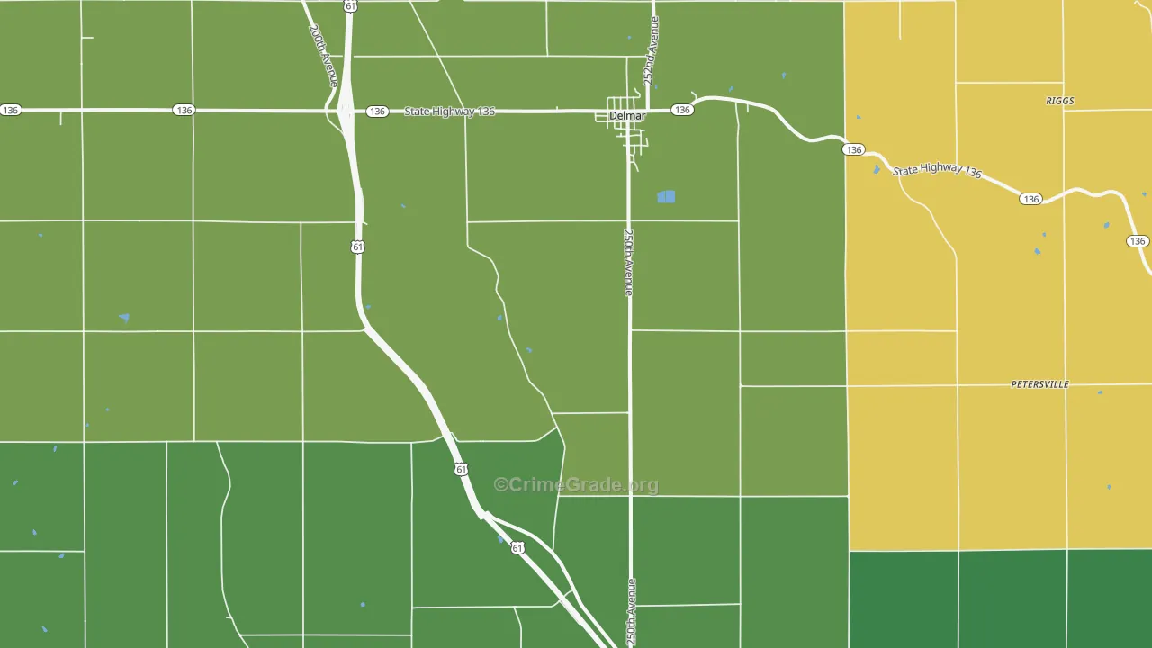 Delmar, IA Map of Theft Rates