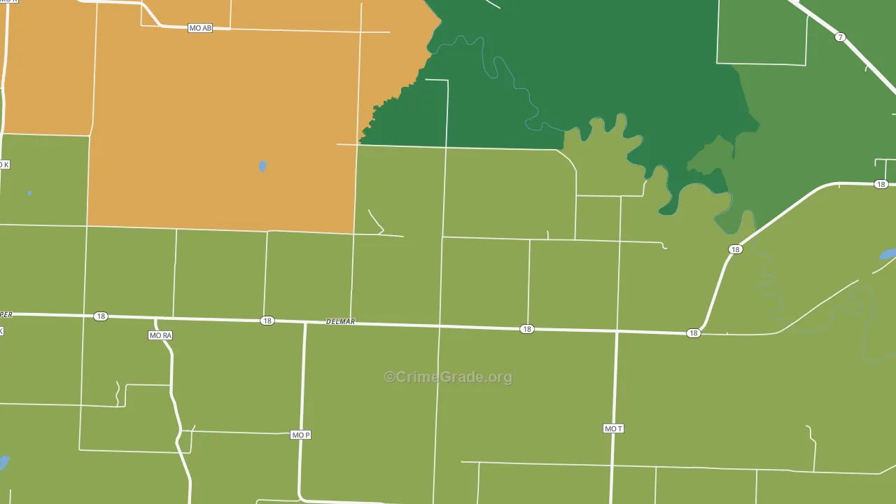Delmar, MO Map of Theft Rates