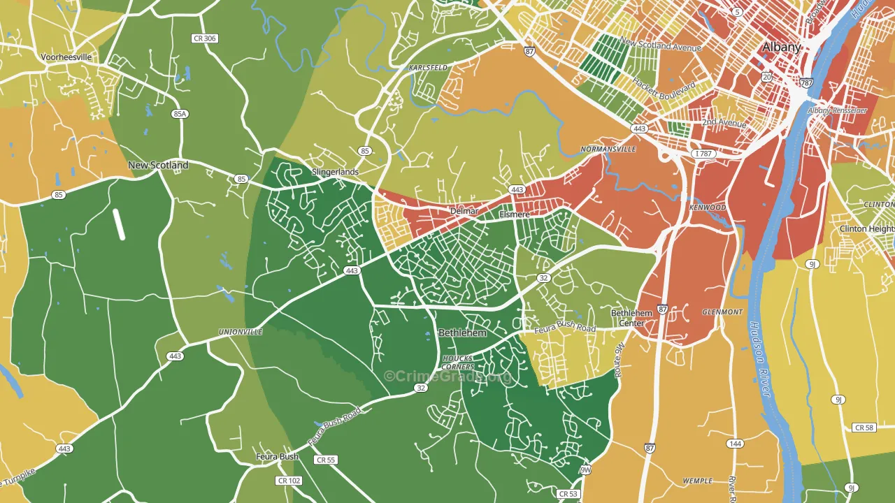 Delmar, NY Map of Theft Rates