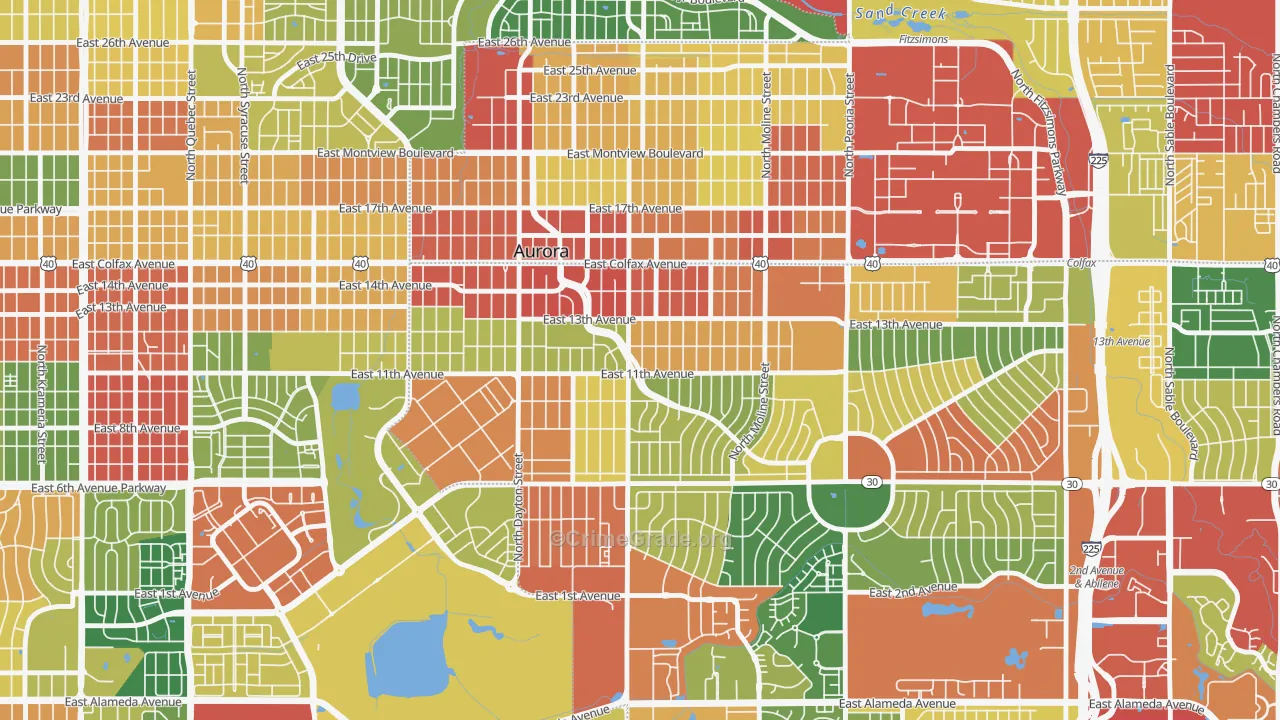 Delmar Parkway, Aurora, CO Map of Theft Rates