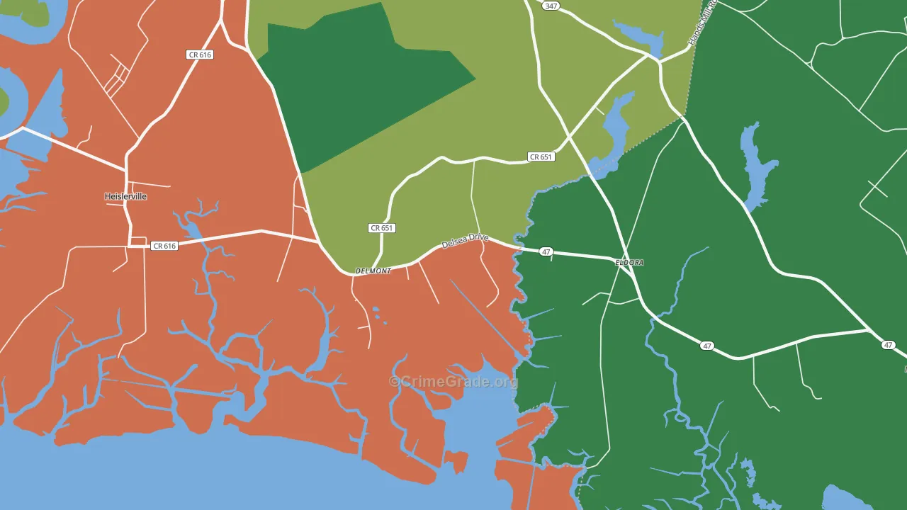 Delmont, NJ Map of Theft Rates