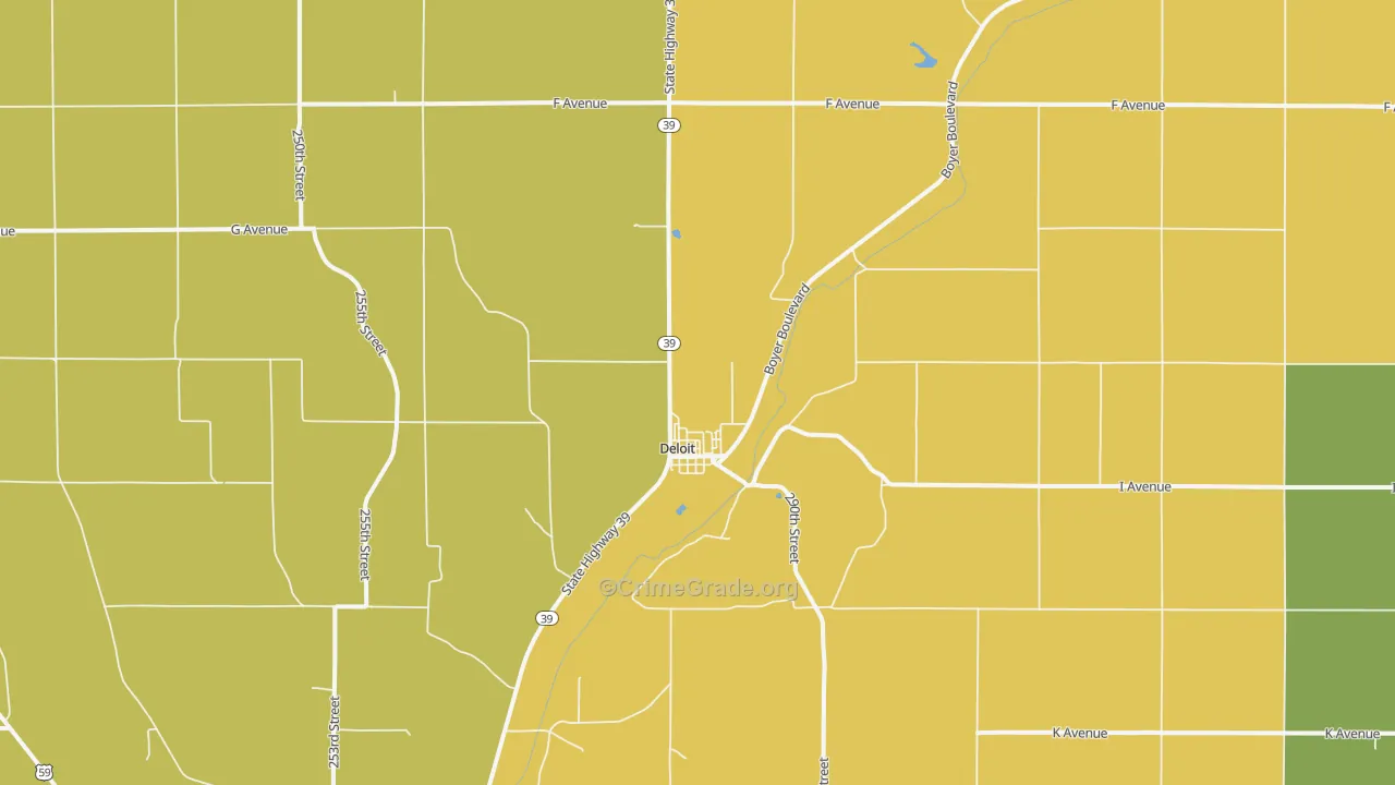 Deloit, IA Map of Theft Rates