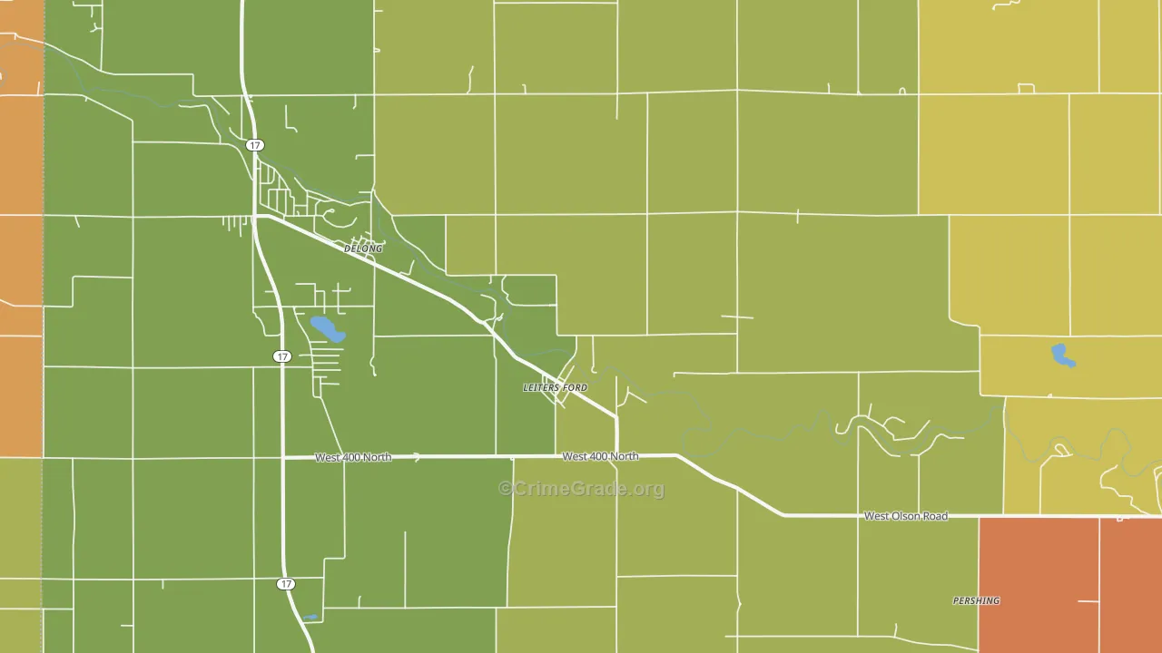 Delong, IN Map of Theft Rates