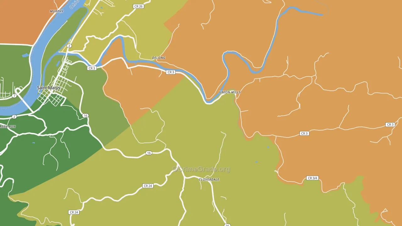 Delong, WV Map of Theft Rates