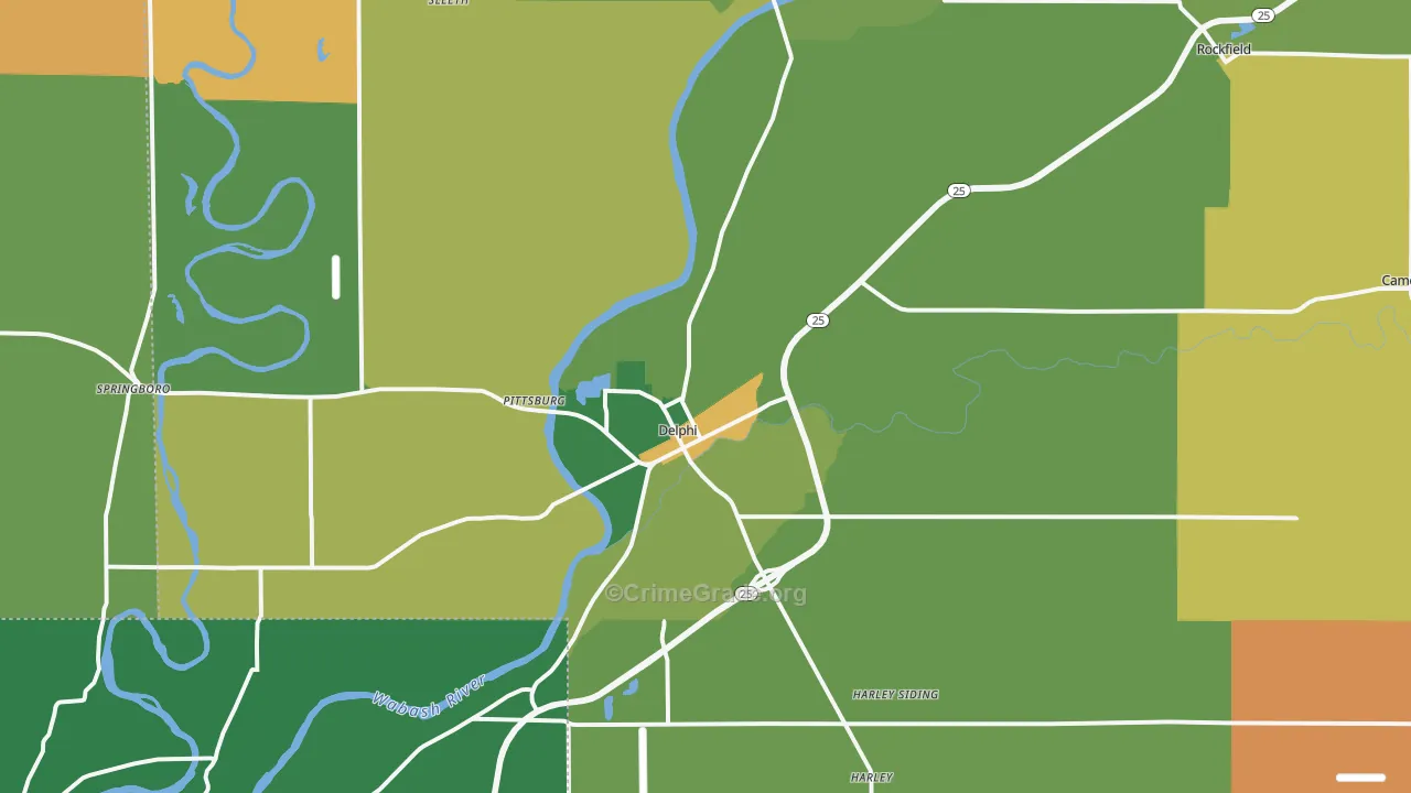 Delphi, IN Map of Theft Rates