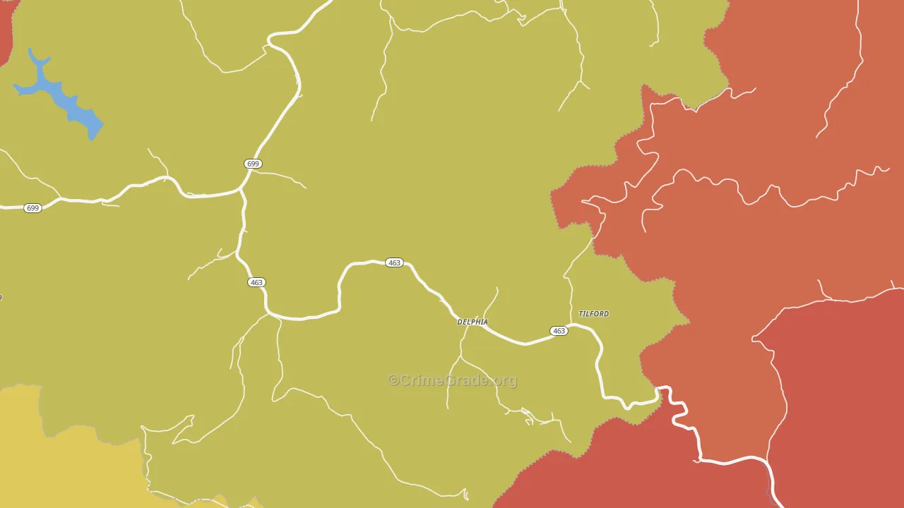 Delphia, KY Map of Theft Rates