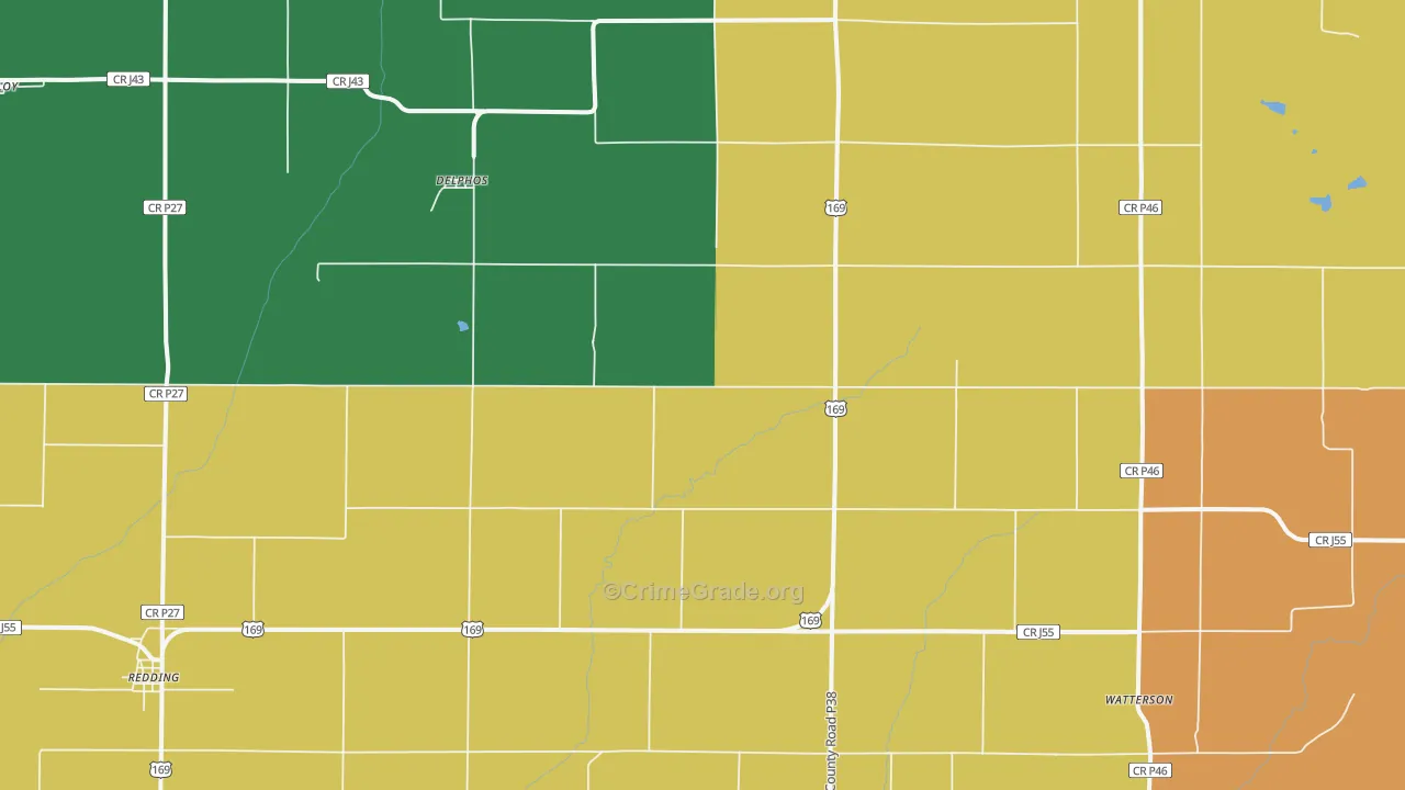 Delphos, IA Map of Theft Rates