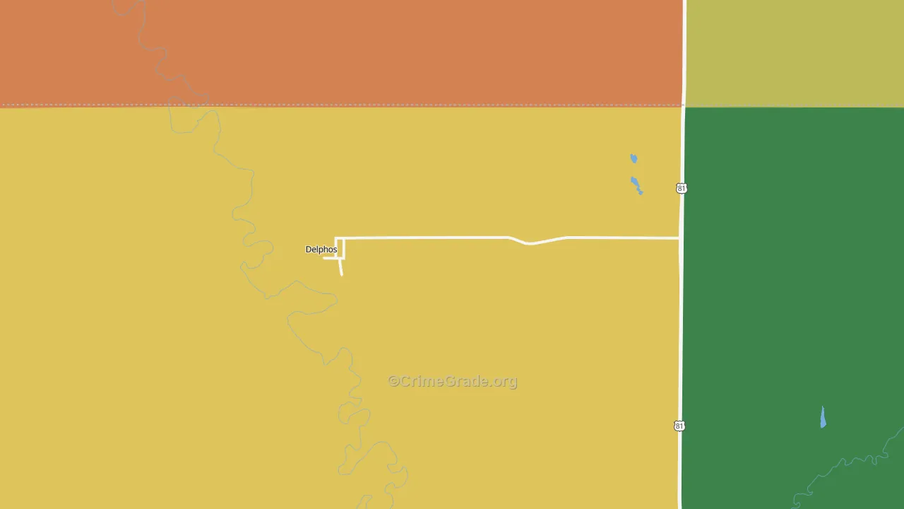 Delphos, KS Map of Theft Rates