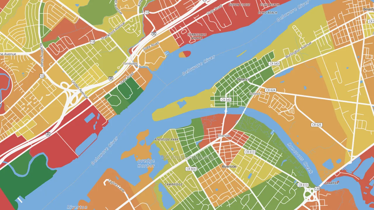 Delran, NJ Map of Theft Rates