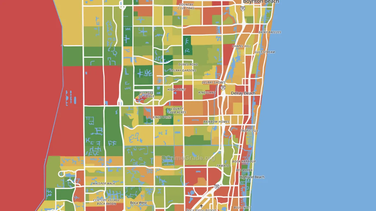 Delray Beach, FL Map of Theft Rates