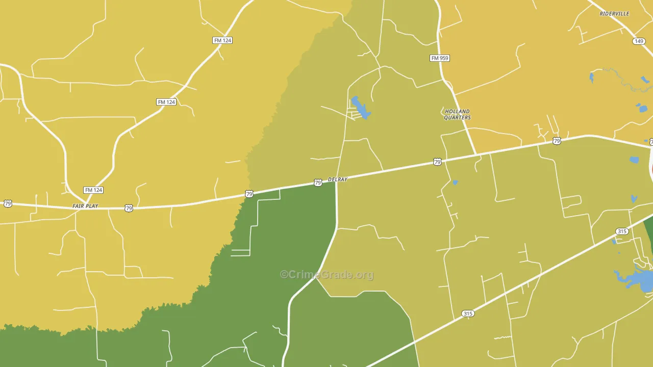 Delray, TX Map of Theft Rates