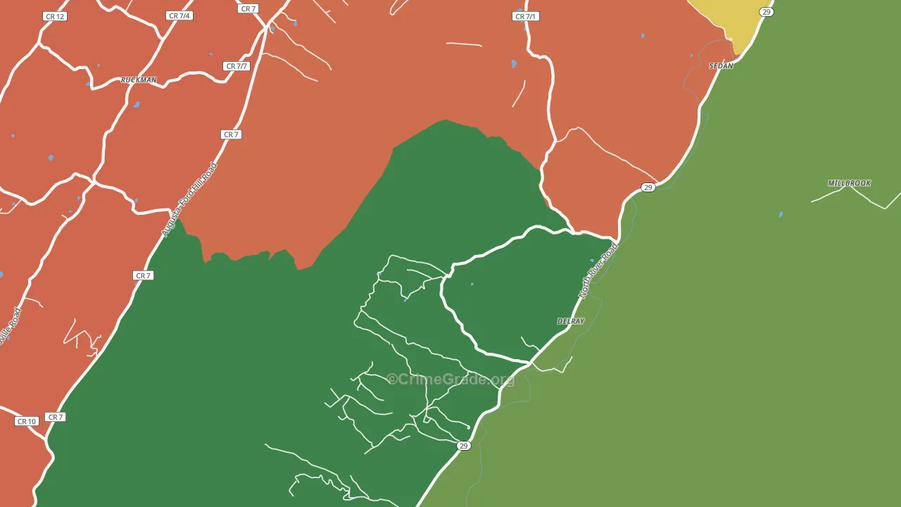 Delray, WV Map of Theft Rates