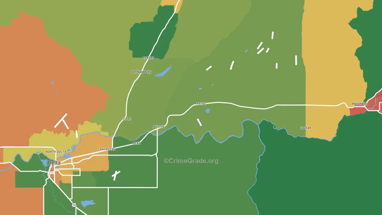 Delta County, CO Map of Theft Rates