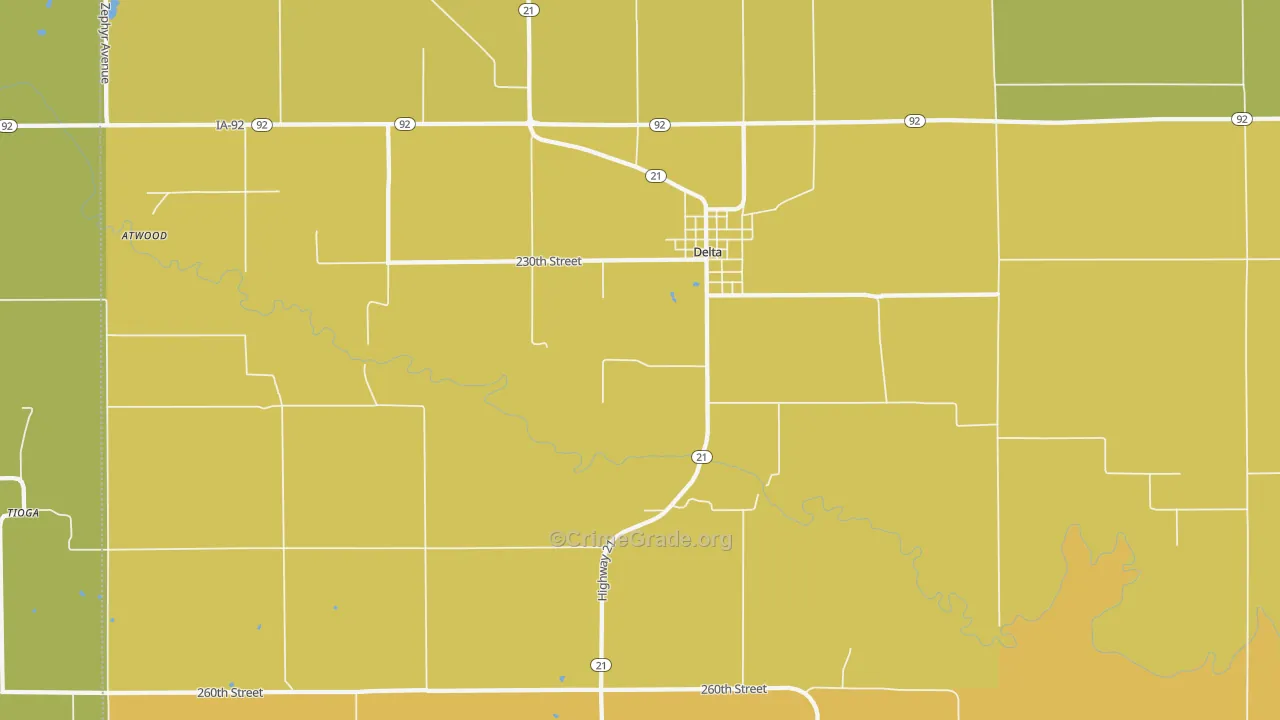 Delta, IA Map of Theft Rates