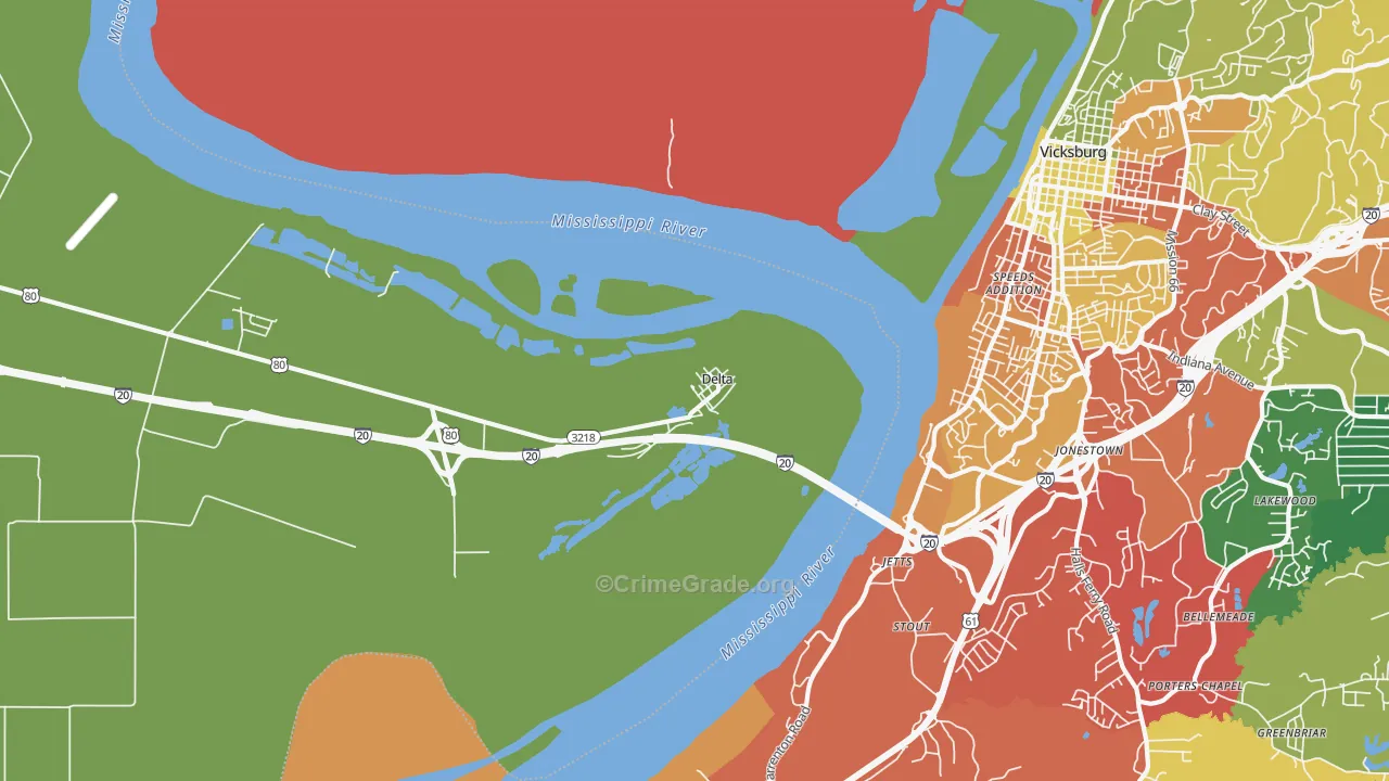 Delta, LA Map of Theft Rates