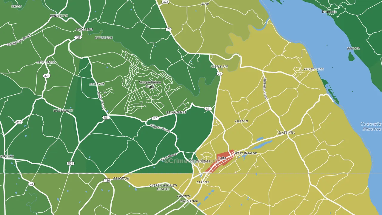Delta, PA Map of Theft Rates