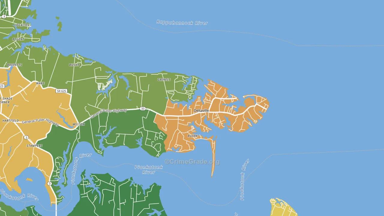 Deltaville, VA Map of Theft Rates
