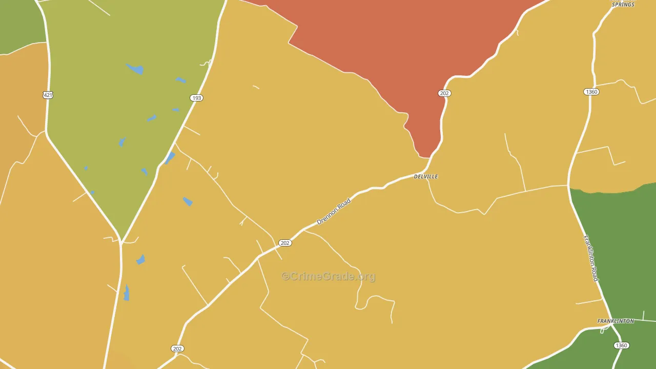 Delville, KY Map of Theft Rates