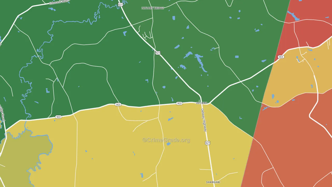 Delway, NC Map of Theft Rates