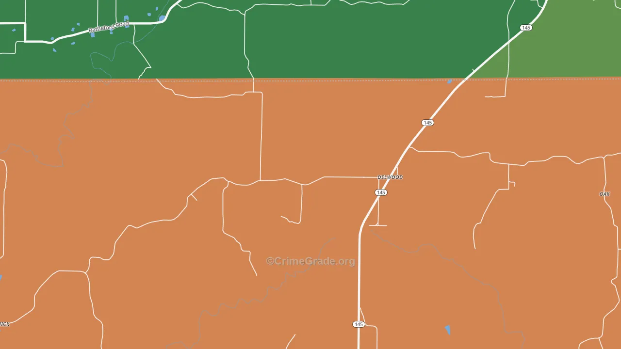 Delwood, IL Map of Theft Rates