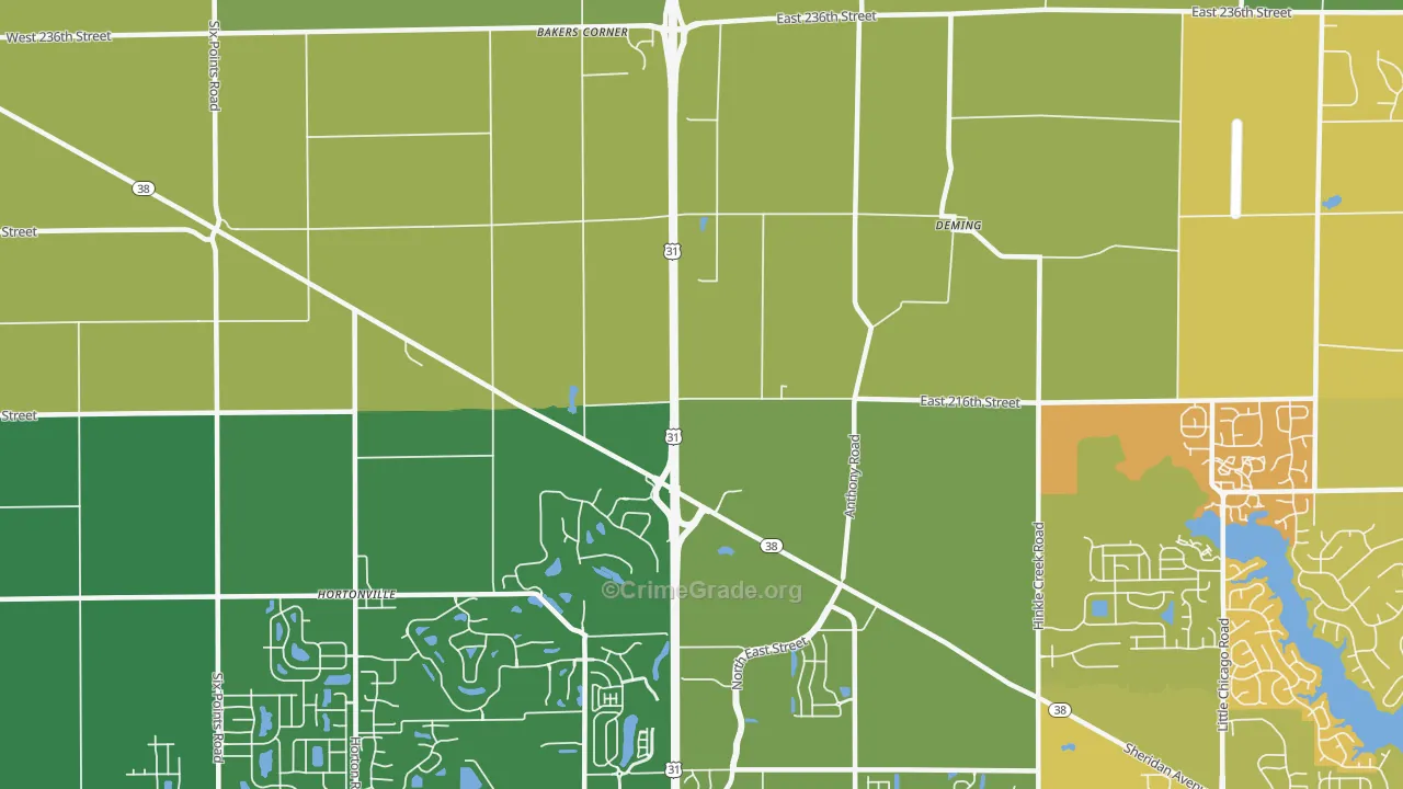 Deming, IN Map of Theft Rates