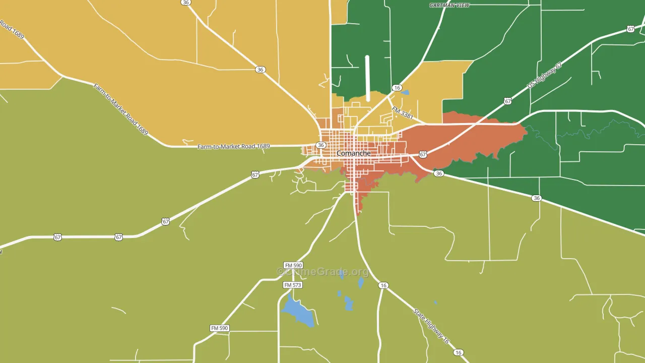 Democrat, TX Map of Theft Rates