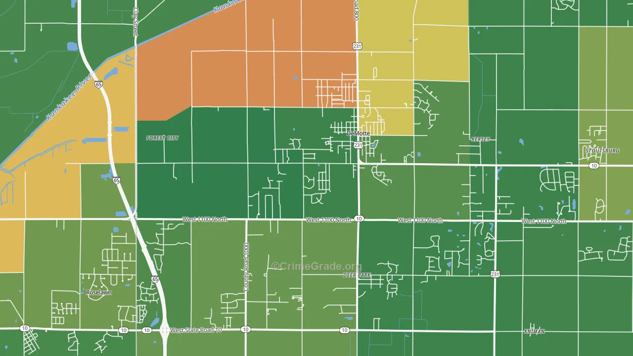 DeMotte, IN Map of Theft Rates