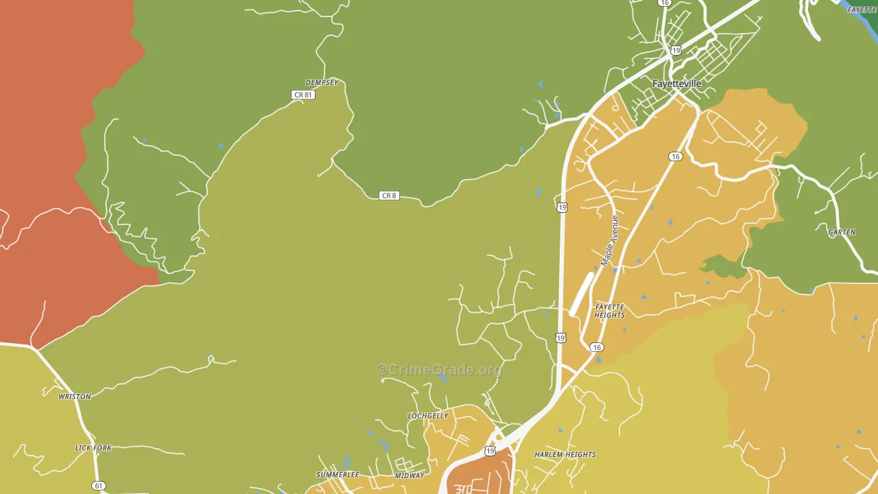 Dempsey, WV Map of Theft Rates