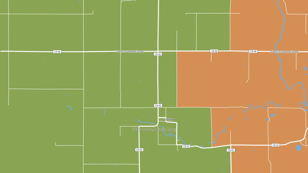 Denham, MN Map of Theft Rates