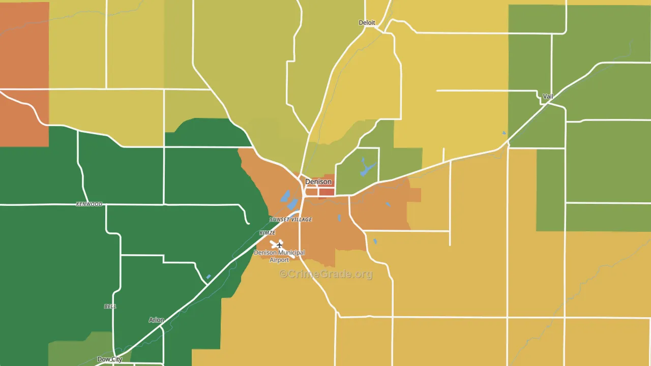 Denison, IA Map of Theft Rates
