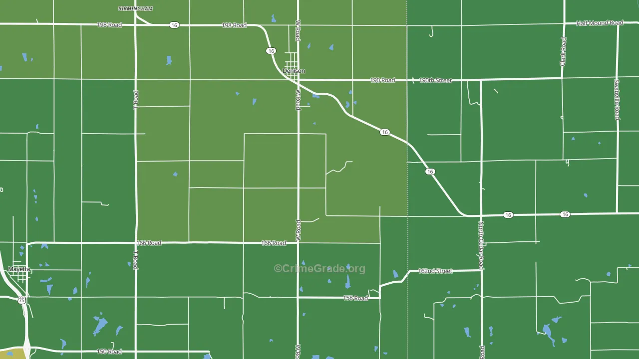 Denison, KS Map of Theft Rates