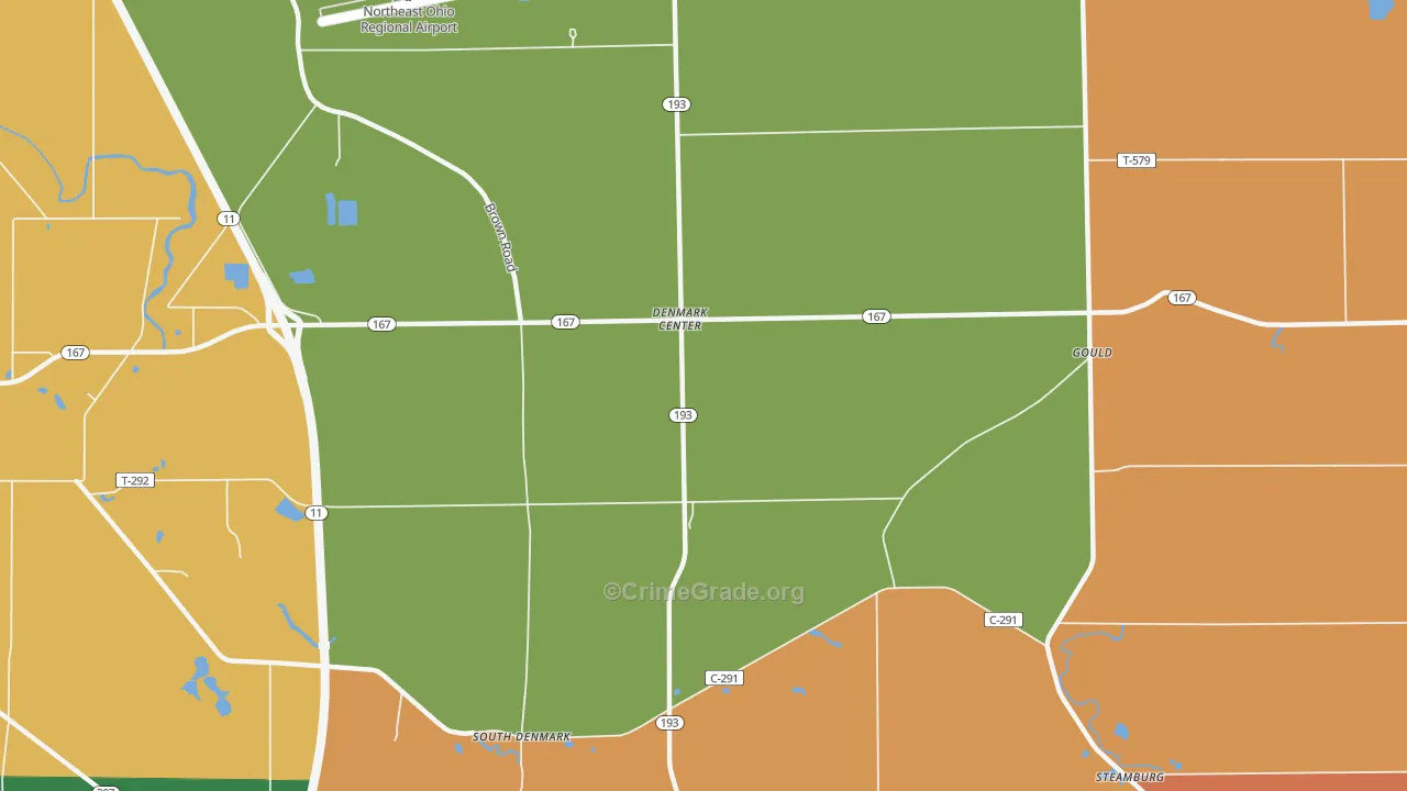 Denmark Center, OH Map of Theft Rates