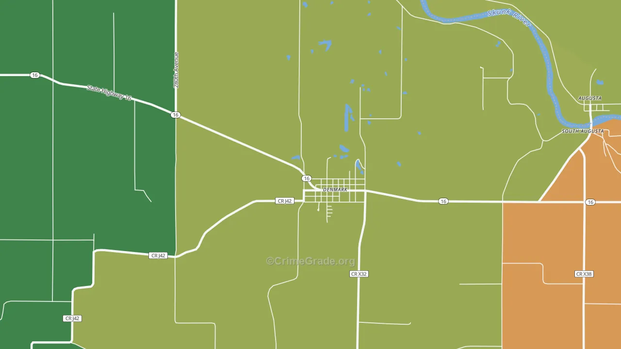 Denmark, IA Map of Theft Rates