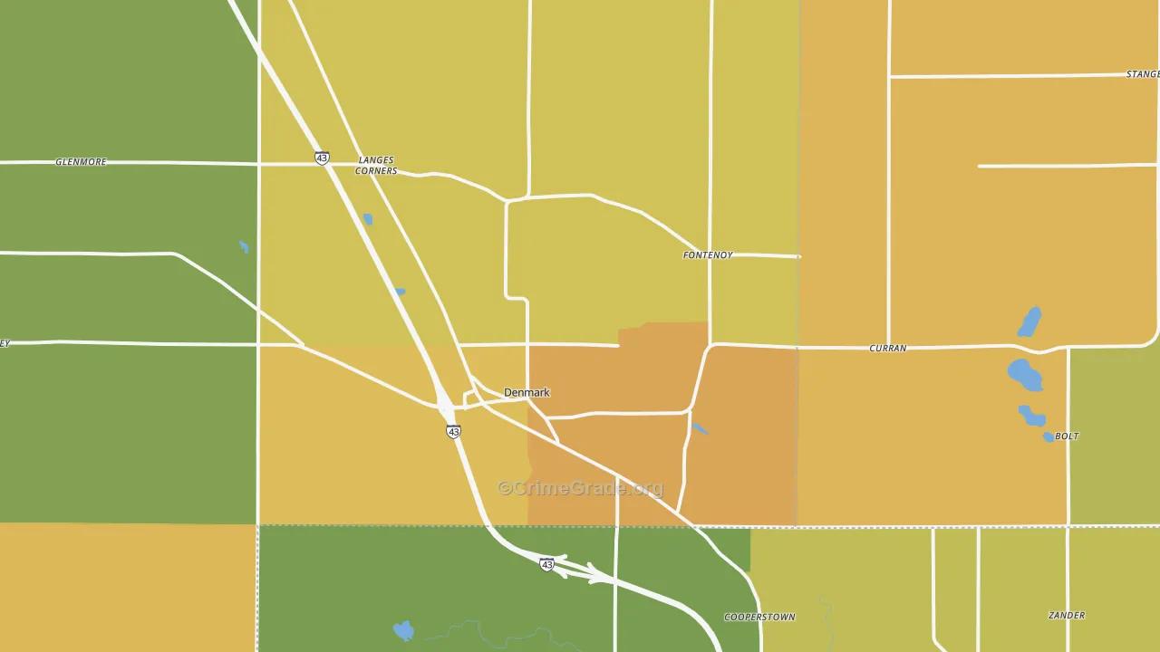 Denmark, WI Map of Theft Rates