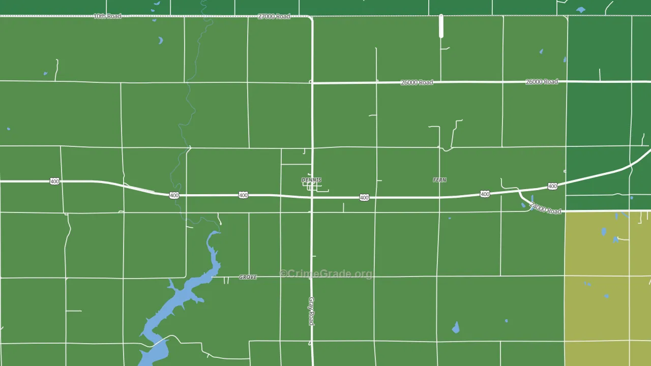 Dennis, KS Map of Theft Rates