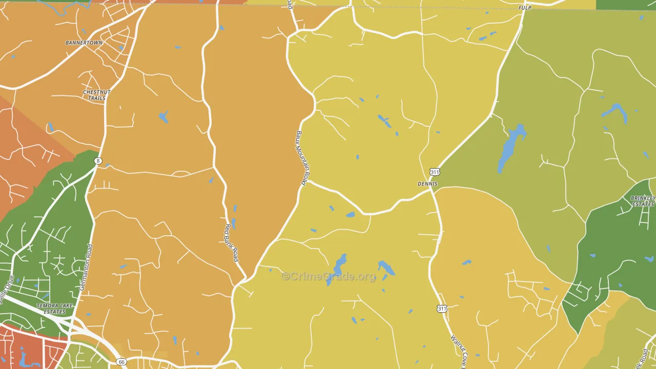 Dennis, NC Map of Theft Rates