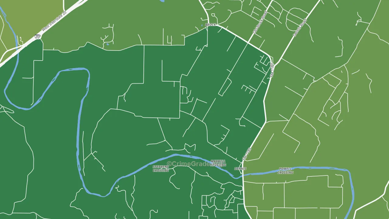 Dennis, TX Map of Theft Rates