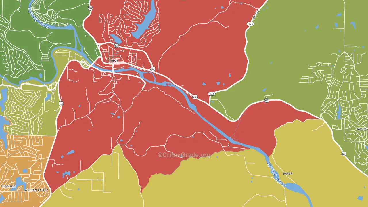 Dennison Heights, AR Map of Theft Rates