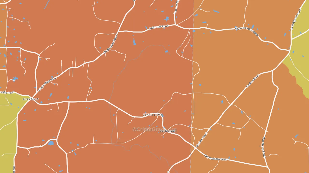 Denny Store, NC Map of Theft Rates
