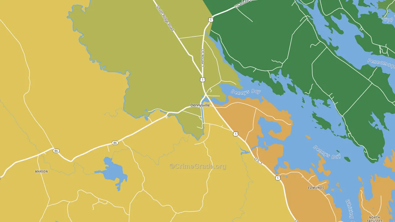 Dennysville, ME Map of Theft Rates