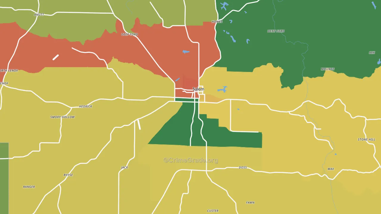 Dent County, MO Map of Theft Rates