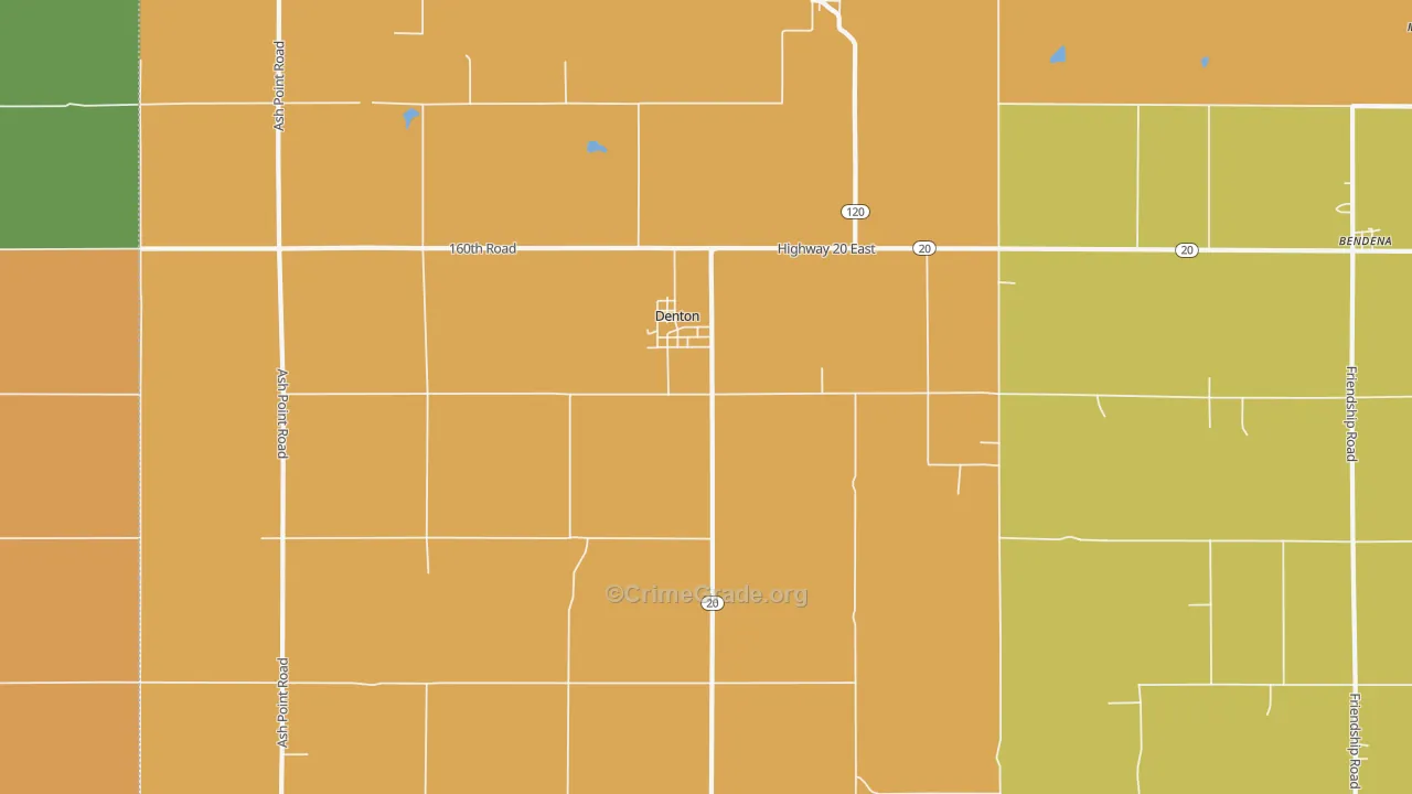 Denton, KS Map of Theft Rates