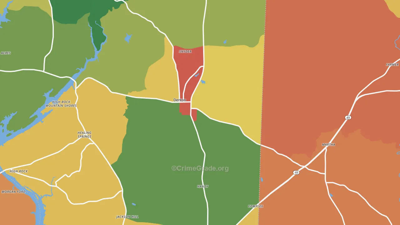 Denton, NC Map of Theft Rates