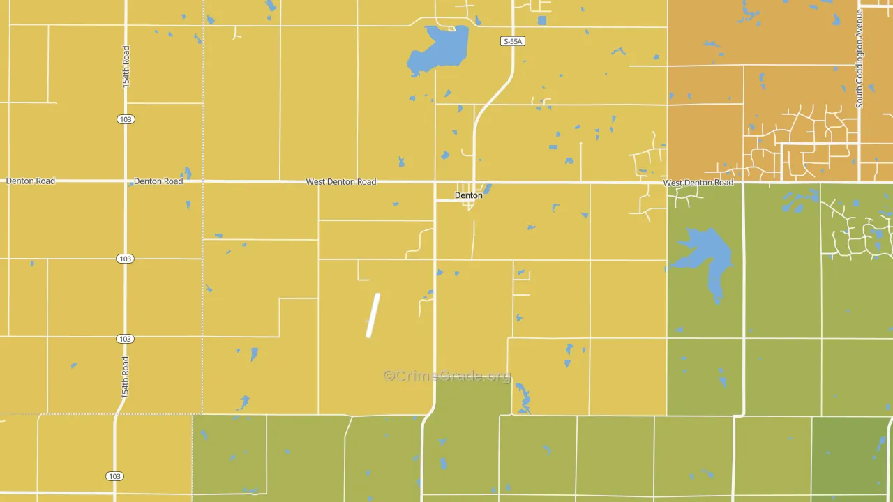 Denton, NE Map of Theft Rates