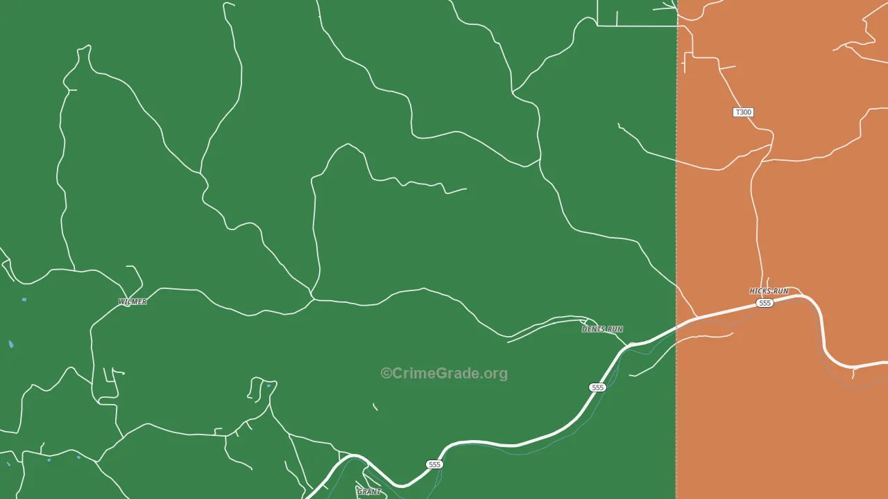 Dents Run, PA Map of Theft Rates