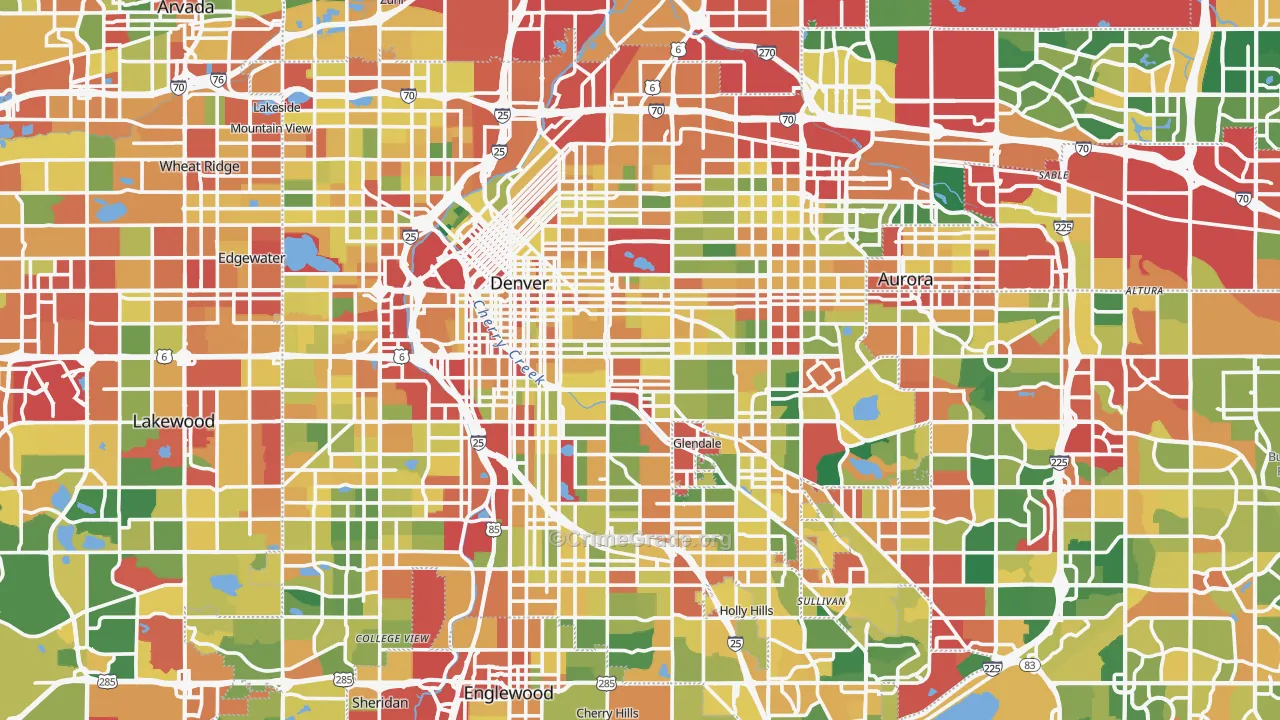 Denver County, CO Map of Theft Rates
