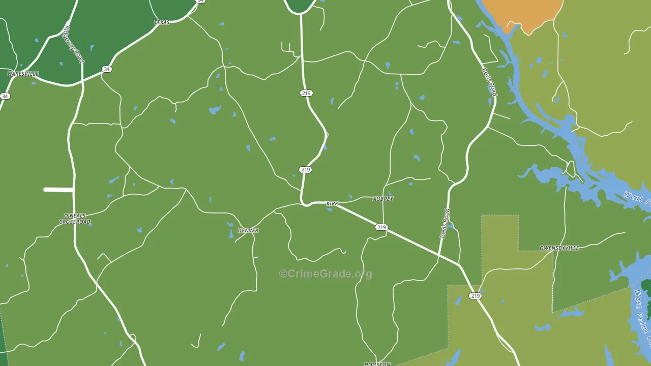 Denver, GA Map of Theft Rates